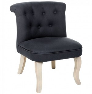 Fauteuil crapaud - lin et coton - gris foncé - pouf matelassé solide