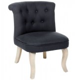 Fauteuil crapaud - lin et coton - gris foncé - pouf matelassé solide