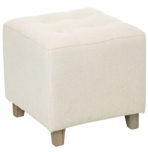 Pouf carré - lin et coton - beige - tabouret design