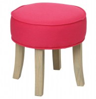 Pouf matelassé - lin et coton - rose - tabouret