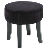 Pouf matelassé - velours - noir - tabouret