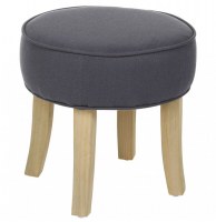 Pouf matelassé - lin et coton - gris foncé- tabouret