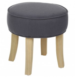 Pouf matelassé - lin et coton - gris foncé- tabouret