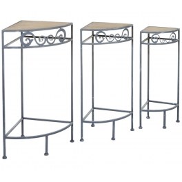 Table d'appoint angle - lot de 3 - métal