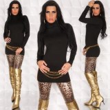 Top  manches longues col roulé noir