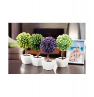 Boule de buis sur pied artificiel avec pot - h 24 cm - plantes artific