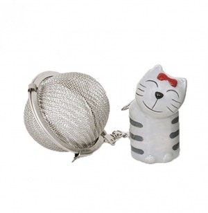 Boule à thé - petit chat blanc - félin