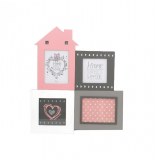 Cadre photos - 4 photos - gris - mady