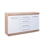Commode - 4 tiroirs 2 portes - acacia et blanc