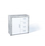 Commode - 4 tiroirs 1 porte - gris