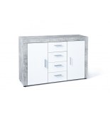 Commode - 4 tiroirs 2 portes - gris