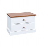 Table de chevet - 2 tiroirs - marron et blanc
