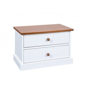 Table de chevet - 2 tiroirs - marron et blanc