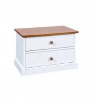 Table de chevet - 2 tiroirs - marron et blanc