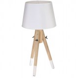 Lampe de chevet - 49 cm - bois - blanc