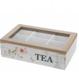 Boite à thé compartiments - bois - blanc