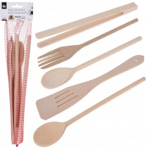 Ustensiles de cuisine - set de 5 pièces - bois