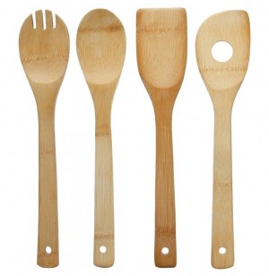 Lot de 4 cuillères de cuisine - bambou