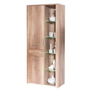 Vitrine - 1 tiroir 2 portes - acacia