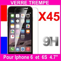 45 X Protection écran Verre Trempé iPhone 6 , 6S + lingettes revendeur grossiste