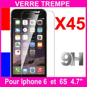 45 X Protection écran Verre Trempé iPhone 6 , 6S + lingettes revendeur grossiste