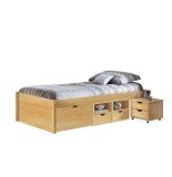 Lit multi rangements - acacia - 200 x 90 cm