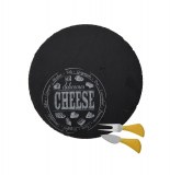 Plateau de service à fromage et ustensile - noir - rond