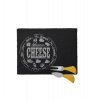 Plateau de service à fromage et ustensile - noir - rectangle