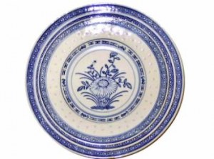 ASSIETTE PLATE CHINOISE PORCELAINE BLEU 20CM NEUF