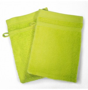 2 gants de toilette - 15 x 21 cm - vert