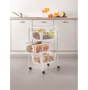 Chariot de cuisine à roulette - 3 paniers - rangement de cuisine