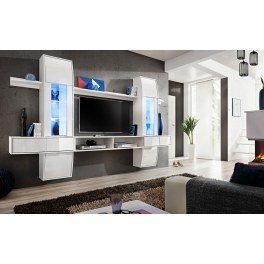 Ensemble tv - blanc mat - 2 portes
