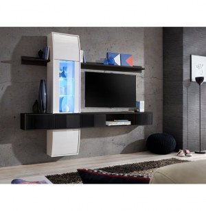 Ensemble tv - blanc et noir mat - 1 porte