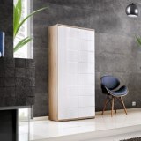 Armoire - blanc et acacia - 80 x 186 x 55 cm