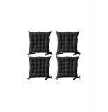 Galette de chaise matelassée - lot de 4 - 40 x 40 cm - noir