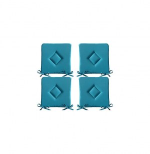 Galette de chaise - lot de 4 - 40 x 40 cm - bleu