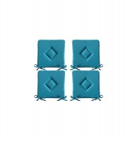 Galette de chaise - lot de 4 - 40 x 40 cm - bleu