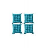 Galette de chaise matelassée - lot de 4 - 40 x 40 cm - bleu turquoise