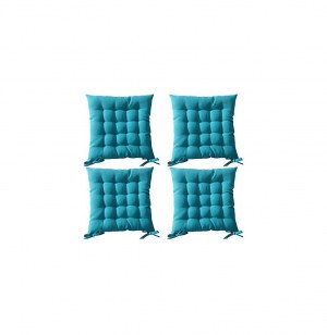 Galette de chaise matelassée - lot de 4 - 40 x 40 cm - bleu turquoise