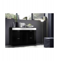 Commode - 4 portes - blanc et noir