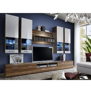 Ensemble tv - 5 éléments - blanc et acacia