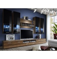 Ensemble tv - 5 éléments - noir et acacia