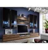 Ensemble tv - 5 éléments - noir et acacia