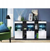 Commode - 3 portes - marron clair et blanc