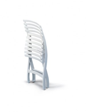 Chaise Square pliante en résine haute densité blanche