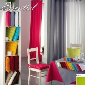 Double Rideau Essentiel ANIS à Œillets ou Passants 140 X 260 cm