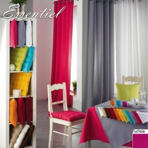 Double Rideau Essentiel FUSCHIA à Œillets ou Passants 140 X 260