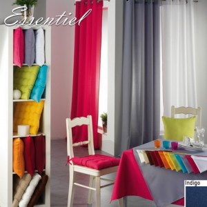 Double Rideau Essentiel INDIGO à Œillets ou Passants 140 X 260