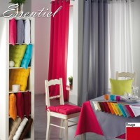 Double Rideau Essentiel ROUGE à Œillets ou Passant 140 X 260