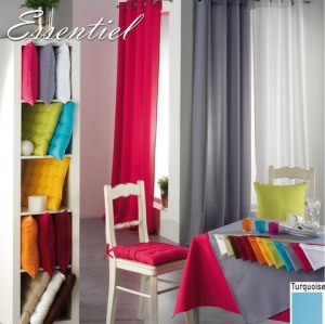 Double Rideau Essentiel TURQUOISE à Œillets ou Passant 140 X 260